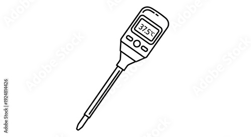 Digital Thermometer Showing 37.5 Degrees Celsius, Medical Device Illustration