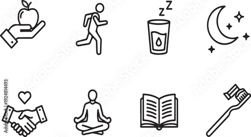 Icons representing various aspects of health and wellness Vector