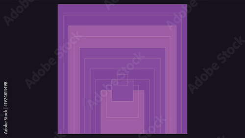 Art Deco inspired 1920s geometric pattern with layered squares in vibrant purple and pink tones, minimalist composition on dark background
