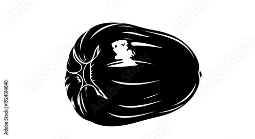 Black Eggplant Silhouette isolated on white background, fresh vegetable illustration