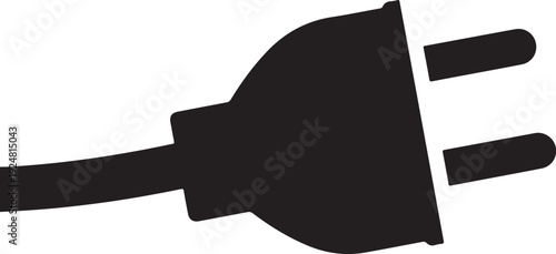 Electric plug icon in black and white color scheme