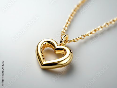 Gold heart pendant gold necklace heart jewelry love gift romantic accessory shiny metal fine jewelry elegant chain fashion detail valentines present Gold heart pendant elegant chain with shiny