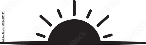 Simple black sun rising over the horizon illustration