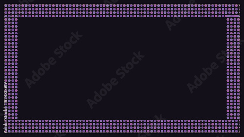 Art Deco-inspired geometric pattern with vibrant purple and blue dots on a black background, modern luxury design