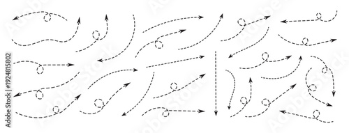 Curved Arrows Set - Smooth, Dashed, and Dotted Line Arrow Styles for Direction.