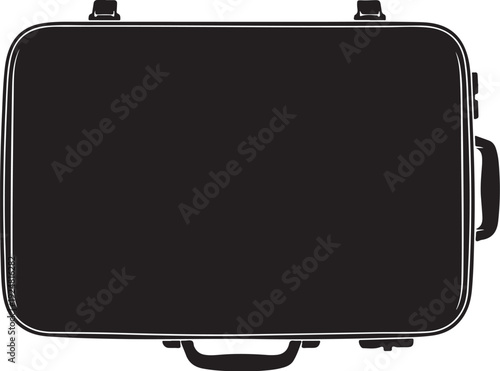 Black suitcase with handle and wheels on white background