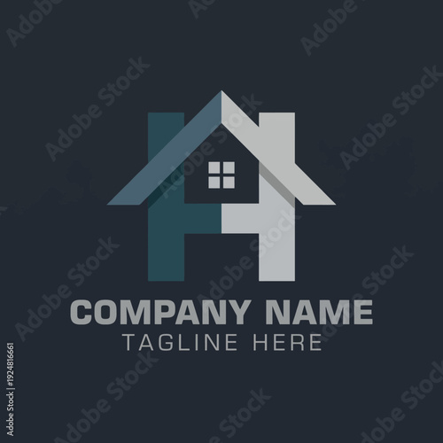 This contemporary logo showcases a unique home design that blends modernity and elegance, effectively representing a trustworthy and innovative real estate business identity.