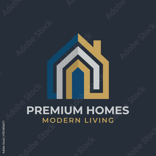 This logo represents Premium Homes Modern Living with a contemporary house design showcasing elegance, quality, and an innovative approach to modern living spaces.