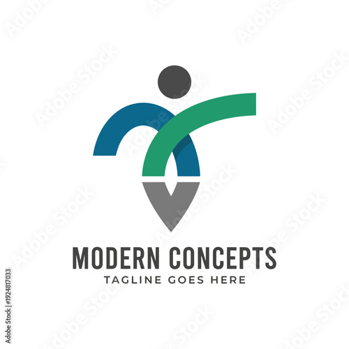This logo elegantly encapsulates modernity and creativity through its abstract figures and curves, representing innovation and forward-thinking in design and concepts.