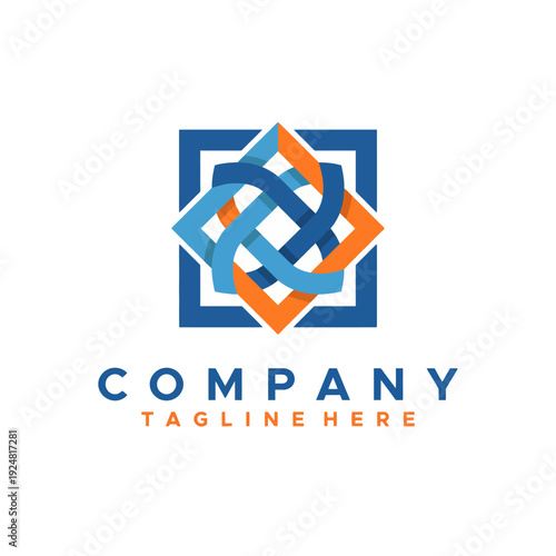 This image features a modern logo design characterized by interlocking elements and vibrant colors, symbolizing connectivity, unity, and a fresh approach to branding.