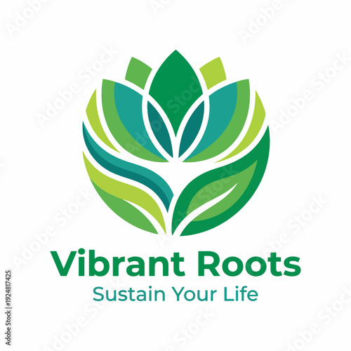 This image displays an elegant logo design featuring vibrant plant elements, symbolizing life and sustainability, making it an excellent choice for organic and eco-friendly brands.