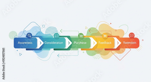 Customer journey map with awareness consideration purchase conversion retention stages