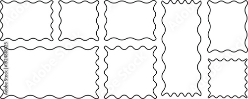 Zigzag wavy edges, rectangles, photo frames, text boxes, tags, labels.