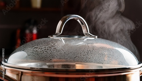 Steaming Pot With Glass Lid Close Up