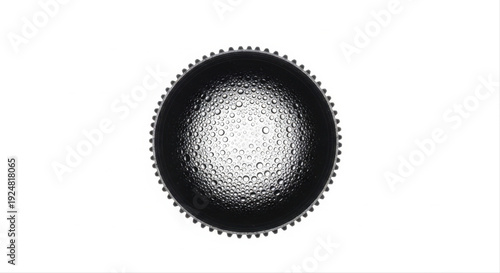 Fogged lens with textured surface isolated on a pristine white background