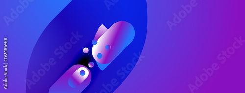 Abstract gradient background. Blue, purple hues create dynamic shapes. Modern design suggests innovation, technology, fluidity. Minimalist aesthetic.