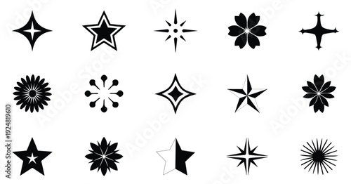 Sparkle Icons set. Twinkle stars collection. 