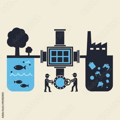 Industrial pollution affecting aquatic life and environment.