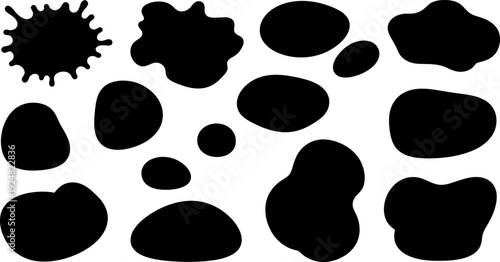 Solid Black Organic Blob and Ink Blot Vector Silhouette Set.eps
