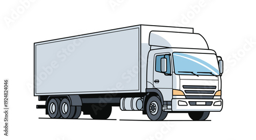 Large white commercial semi-truck with a cargo trailer parked on a white background for logistics and shipping use.