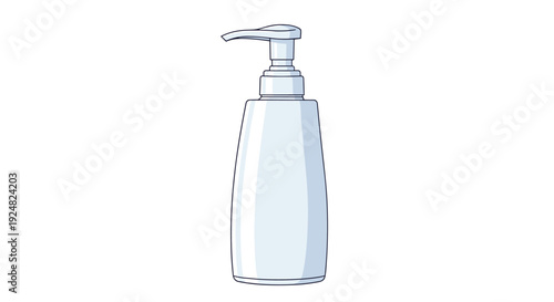 White plastic pump bottle for liquid soap or lotion isolated on a white background for cosmetic product mockup.