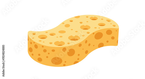 Porous yellow synthetic sponge with a curved ergonomic shape used for intensive cleaning and car washing tasks.