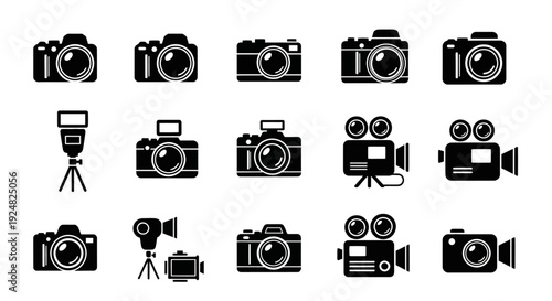 Collection of Camera and Video Icons: Photography and Videography Symbols