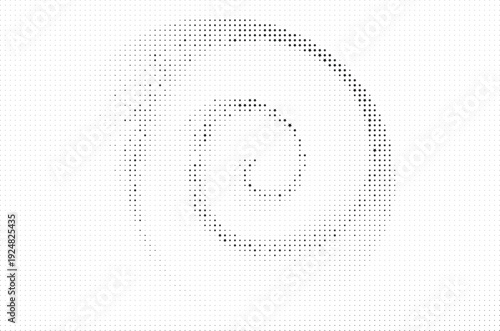 Black spiral halftone dots and stars abstract background, Monochrome spiral dot and star pattern modern abstract design