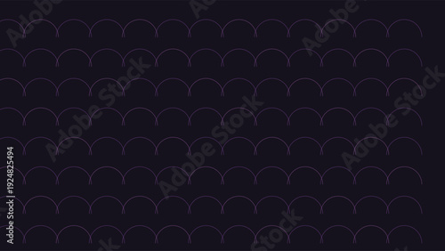 Art Deco 1920s luxury geometric pattern with repeating purple arcs on a dark background, minimalist design