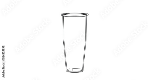 Simple line drawing of a tall tapered drinking cup or tumbler isolated against a white background for cafe and home use.