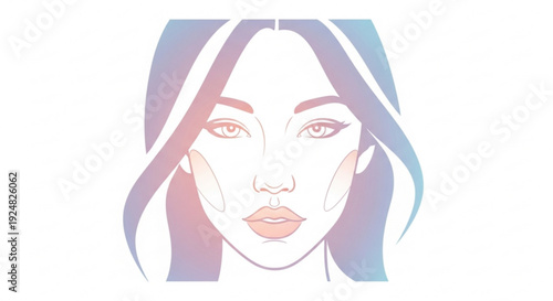 Woman's face with blush and gradient hair illustration