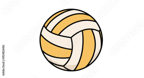Yellow and white volleyball isolated on a white background for sports, recreational activities, and team competition matches.