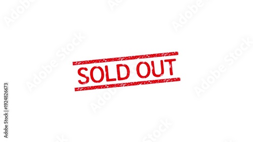 SOLD OUT rubber stamp icon animation, Animated SOLD OUT  Rubber Stamp Icon Animated, SOLD OUT Animated Red grunge rubber stamp with White Background.