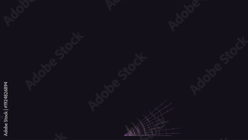 Art Deco inspired geometric pattern with vibrant purple lines on a sleek black background, minimalist design