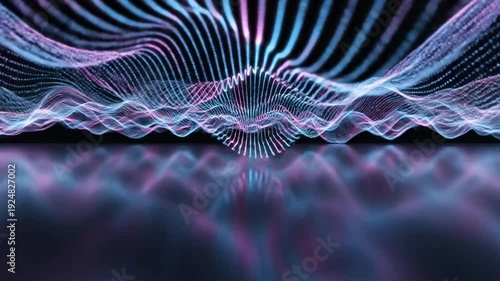 Wallpaper Mural Abstract Pink and Blue Waveform Pattern Animation with Reflective Floor Torontodigital.ca