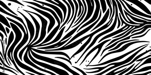 A seamless nature wallpaper featuring a detailed black and white zebra skin texture with wild safari stripes for a bold animal print design