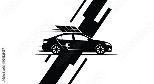 Modern electric car powered by solar energy, symbolizing clean transportation and future mobility.