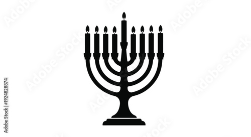 Illuminated menorah with nine branches, symbolizing faith and tradition.
