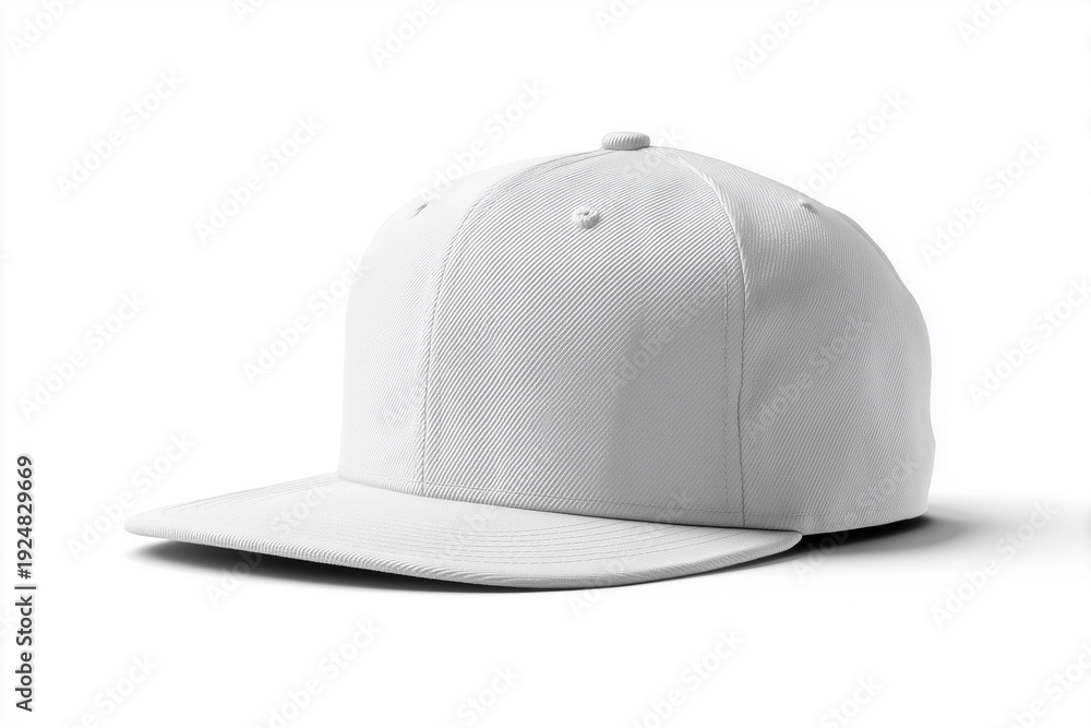Fototapeta premium Stylish men's snapback hat with minimalist branding on a white background.