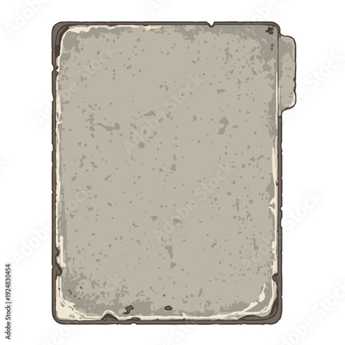 Vintage-style binder divider with tab, isolated on white background, featuring a textured and aged appearance with worn edges