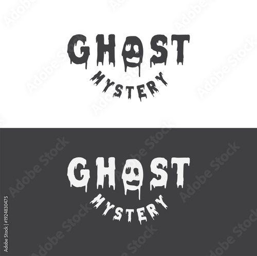 Letter O with ghost logo design inspiration for Hallowen Costume Shop