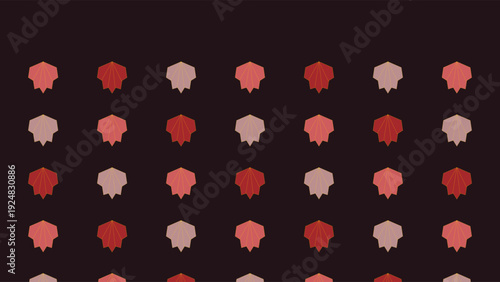 Art Deco-inspired 1920s geometric pattern with red and pink rosettes on a dark background, repeating design