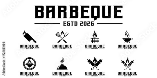 barbecue logo pack with bold typography and flame icons