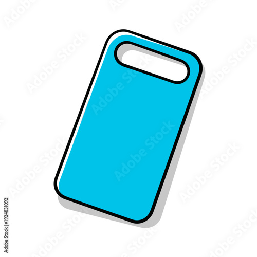Blue paint tab illustration, isolated on a white background, featuring a minimalist design with bold outlines and a vibrant color palette