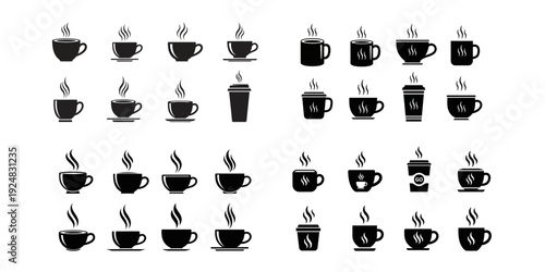 Clean and modern coffee shop logo set isolated on white  background