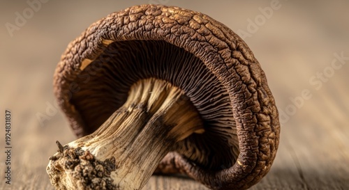 Closeup of a Mushroom with Gills.
