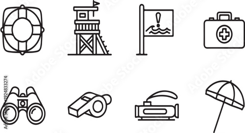 Assorted icons representing various outdoor and travel activities and items Vector