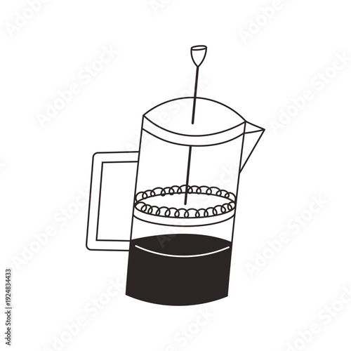 French press hand drawn doodle
