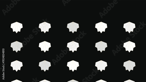 Art Deco inspired 1920s luxury geometric pattern featuring white starburst shapes against a black background