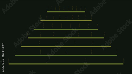 Art Deco 1920s inspired geometric pattern with neon yellow lines on dark background, minimalist design